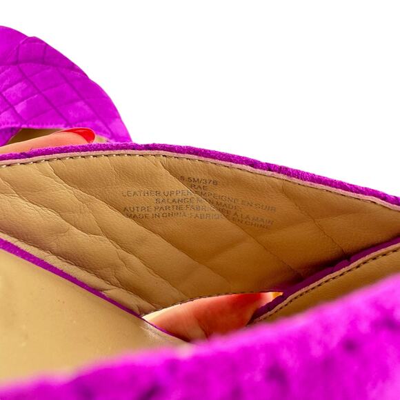 Karl Lagerfeld Rae Magenta Purple Suede Leather Quilted Open Toe Slide Sandals - Picture 10 of 11